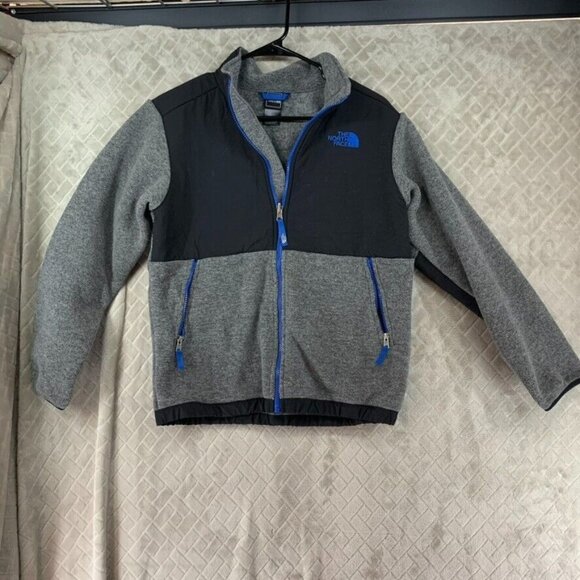 The North Face Youth L 14/16 Fleece Sweatshirt Two Tone Gray Full Zip Logo - Picture 1 of 16